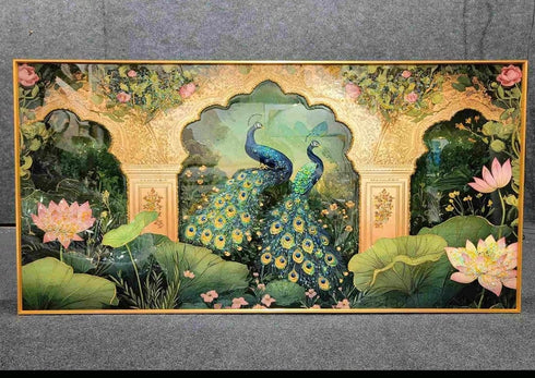Pair of Beautiful Peacock Crystal Painting